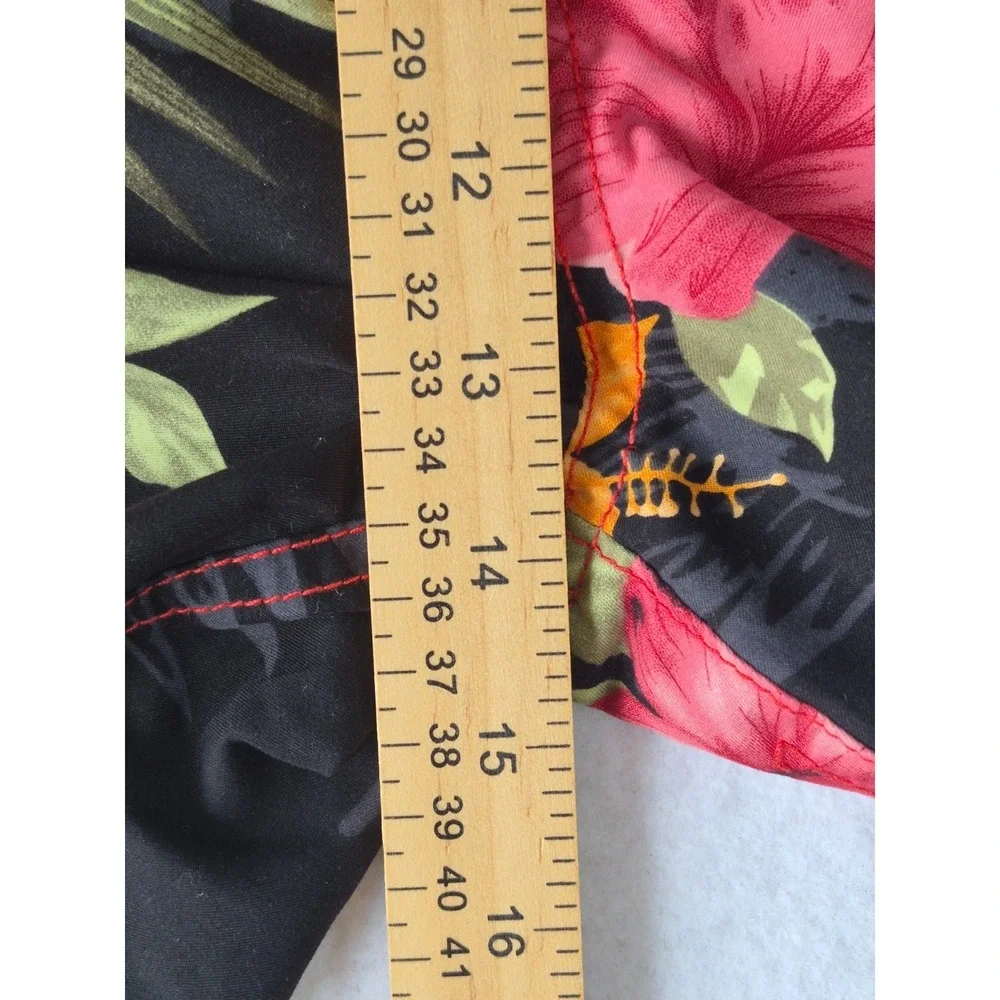 Sand N Sun Tropical Floral Swim Trunks Mens‎ Size M Black Hawaiian Board Shorts